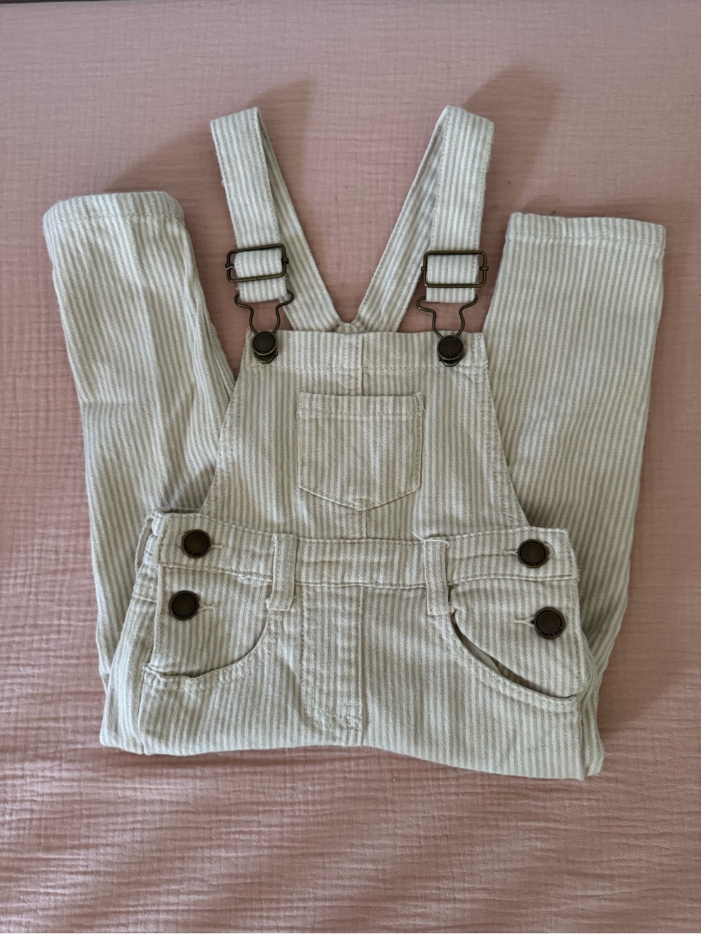Jamie Kay Cream Striped Overalls